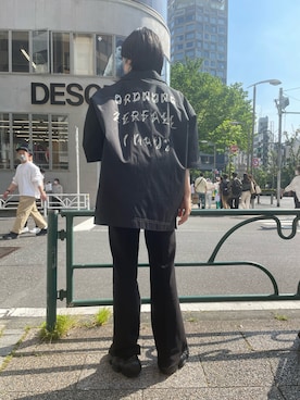 「44labelのアイテム（トップス、ブラック系）」を使った、yumekaさん（レディース・160cm）の春コーディネート