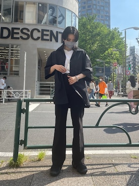 「44labelのアイテム（トップス、ブラック系）」を使った、yumekaさん（レディース・160cm）の春コーディネート