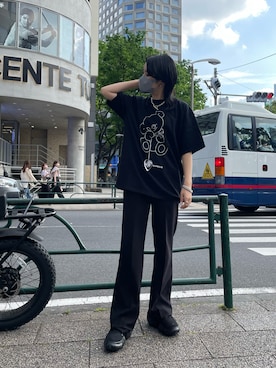 「UNDERCOVER（アンダーカバー）のUC1B3811（Tシャツ/カットソー、ブラック系）」を使った、yumekaさん（レディース・160cm）の春コーディネート