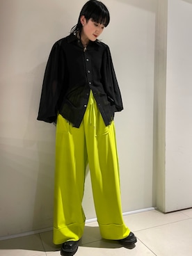 「Maison MIHARA YASUHIRO（メゾンミハラヤスヒロ）のアイテム（パンツ、イエロー系）」を使った、yumekaさん（レディース・160cm）の冬コーディネート