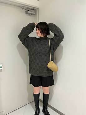 「KBF（ケイビーエフ）のシンプルショートパンツ（その他パンツ）」を使った、咲弥さん（レディース・163cm）の冬コーディネート