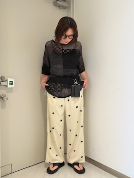 「KBF（ケイビーエフ）のスパゲティストラップカップ付きキャミ（キャミソール、ブラック系）」を使った、咲弥さん（レディース・163cm）の夏コーディネート