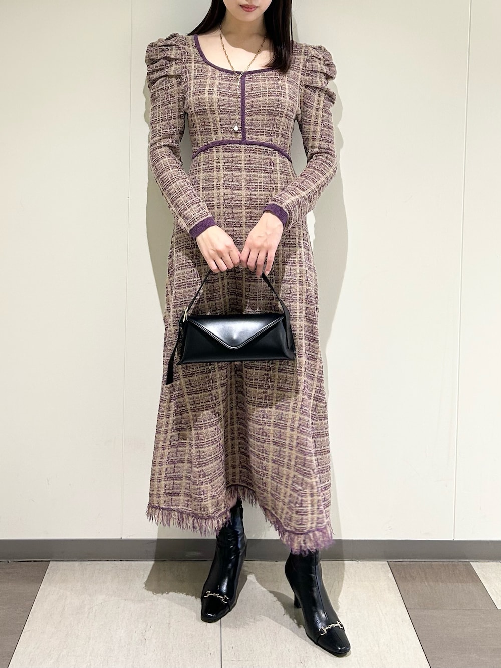 LILY BROWN ツイードジレニットワンピース LILY BROWN｜ツイードジレニットワンピース | Rakuten Fashion