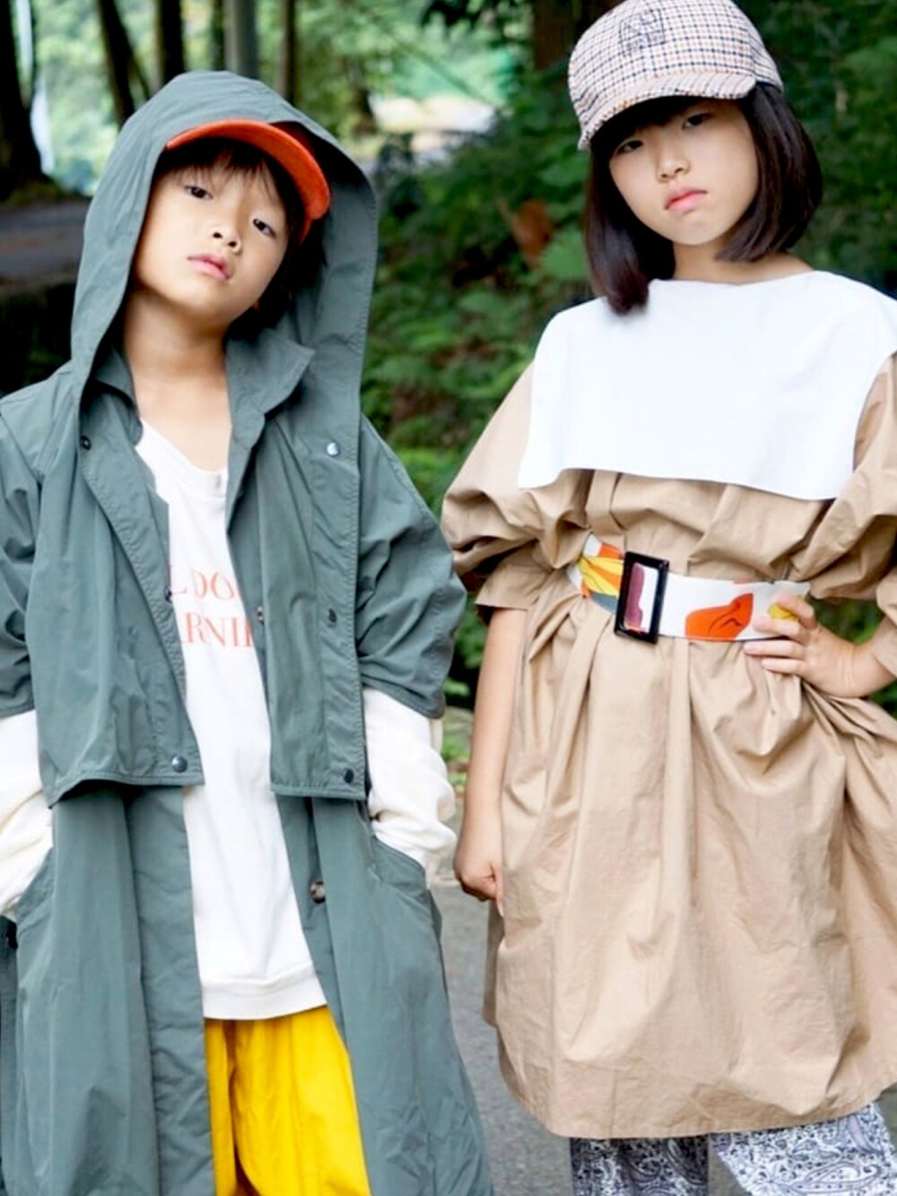 「スウェット、パンツ、ワンピース、キャップ、秋のコーデ、トレーナー、ベルト、キッズコーデ、パンツスタイル、カジュアルコーデ、リンクコーデ、ビッグカラー、秋トレンド2021、だから秋服が好き、カラーパンツ」｜「repose AMSのアイテム（キャップ、ブラウン系）」を使った、MAN♡N / OKIさん（キッズ・132cm）の秋コーディネートの1枚目の写真