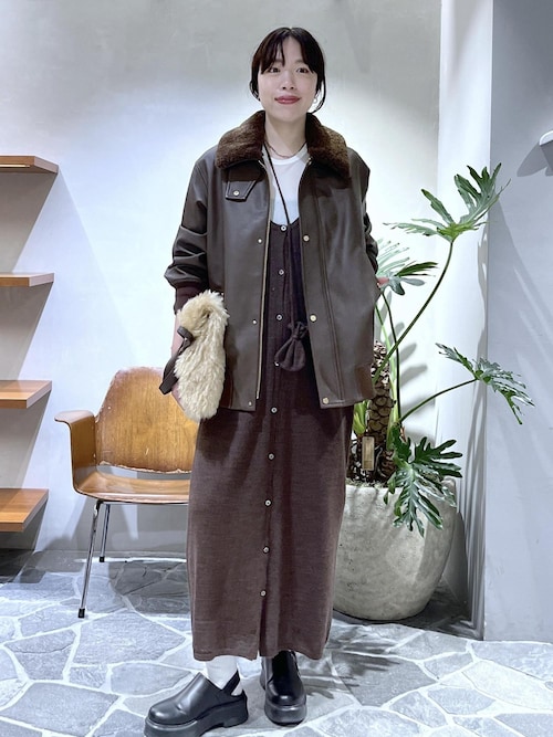 セール】モヘアミックスUネックワンピースネックポーチセット