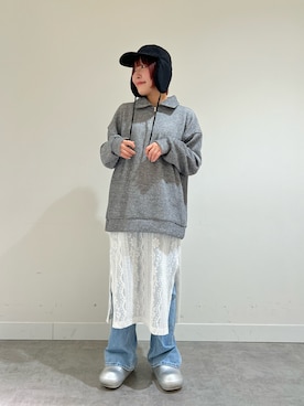 「耳付き帽子」｜tsukushiさん（レディース・157cm）の冬コーディネート