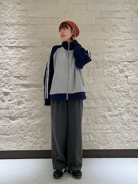「アイテム（ニットキャップ/ビーニー、レッド系）」を使った、tsukushiさん（レディース・157cm）の春コーディネート