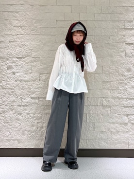 「アイテム（ストール/ショール）」を使った、tsukushiさん（レディース・157cm）の秋コーディネート