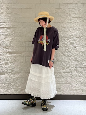 「kaorinomori（カオリノモリ）のアイテム」を使った、tsukushiさん（レディース・157cm）の夏コーディネート