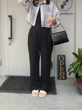 「アイテム（サンダル）」を使った、Nさん（レディース・156cm）の夏コーディネート