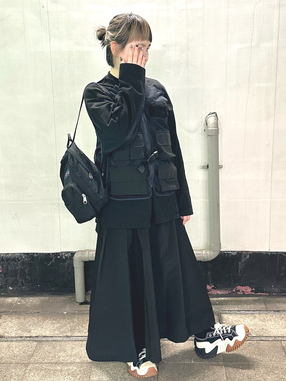 「JANSPORTのJANSPORT　HALF PINT（バックパック/リュック、ブラック系）」を使った、Ruby さん（レディース・153cm）の冬コーディネートの1枚目の写真