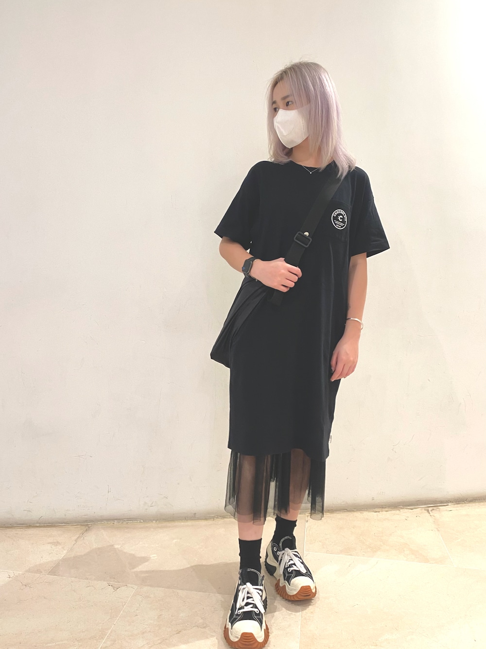 「:CHOCOOLATEのアイテム（ワンピース、ブラック系）」を使った、Ruby さん（レディース・153cm）の夏コーディネートの1枚目の写真