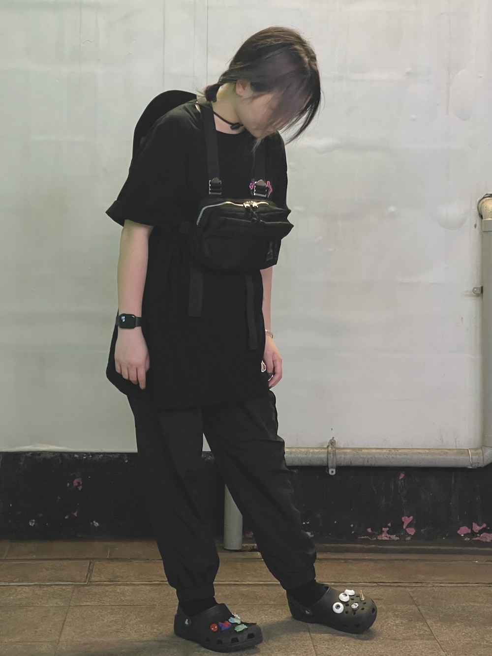 「PORTER、FR2 梅」｜「FR2のアイテム（トップス、ブラック系）」を使った、Ruby さん（レディース・153cm）の秋コーディネートの1枚目の写真