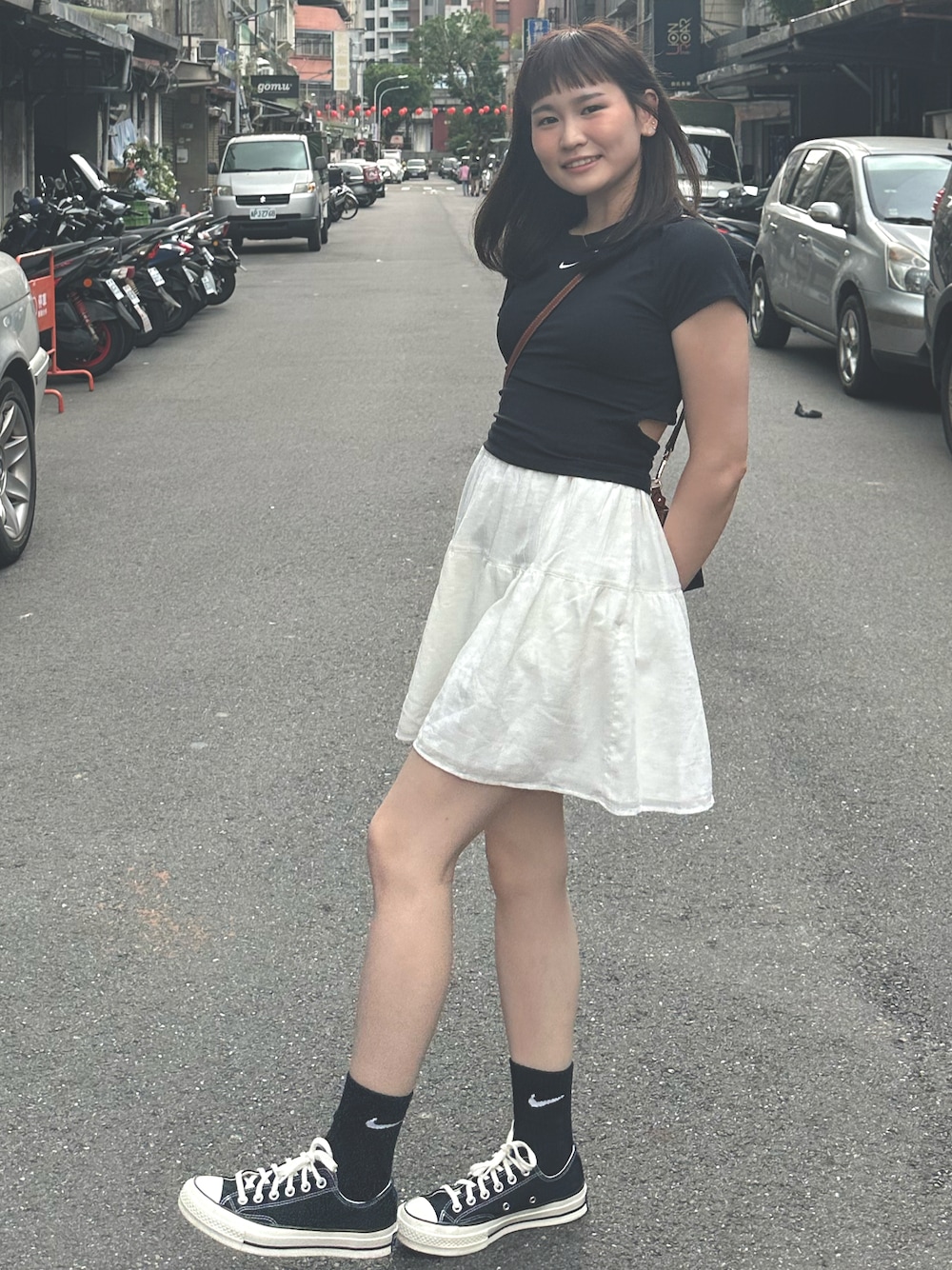 「タイワン」｜「NIKEのアイテム（トップス、ブラック系）」を使った、Ruby さん（レディース・153cm）の春コーディネートの1枚目の写真