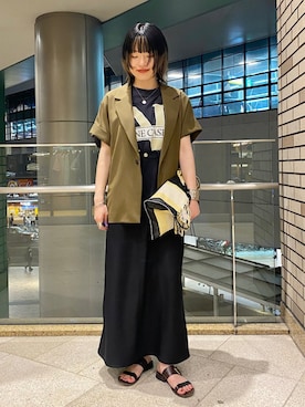 「Moon Bird（ムーンバード）のアイテム」を使った、西平さん（レディース・160cm）の夏コーディネート