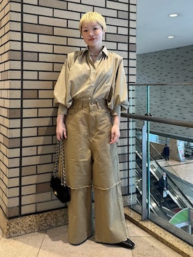 「MILOS（ミロス）の【SHIPS別注】MILOS: キルティング ショルダー（ショルダーバッグ、ブラック系）」を使った、西平さん（レディース・160cm）の春コーディネート