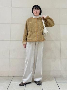 「アイテム（ノーカラージャケット）」を使った、西平さん（レディース・160cm）の冬コーディネート