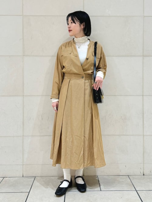 Nell バンドカラー ダブルポケット ワンピース Nell バンドカラー ダブルポケット ワンピース べーシックライン