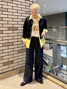 「SHIPS（シップス）のManovi Toscane: スクエア スリング バック（パンプス、ブラック系）」を使った、西平さん（レディース・160cm）の春コーディネート