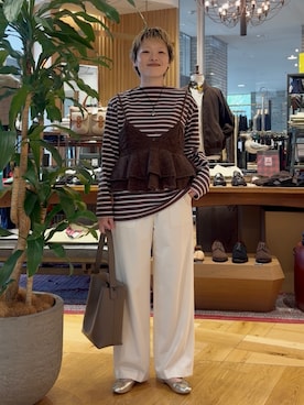 「SAINT JAMES（セントジェームス）のアイテム」を使った、西平さん（レディース・160cm）の秋コーディネート