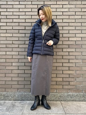 「アイテム（ダウンジャケット/コート、ブルー系）」を使った、西平さん（レディース・160cm）の秋コーディネート