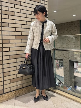 「チョーカー」｜「アイテム（ノーカラージャケット）」を使った、西平さん（レディース・160cm）の冬コーディネート