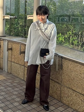 「SHIPS（シップス）のNINE CASE:〈洗濯機可能〉ベイカー パンツ（その他パンツ、ブラウン系）」を使った、西平さん（レディース・160cm）の春コーディネート