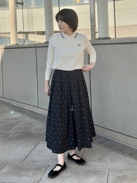 「アイテム（ポロシャツ）」を使った、西平さん（レディース・160cm）の秋コーディネート