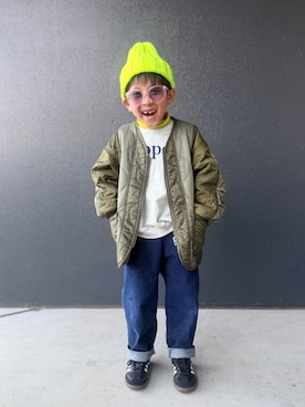 「アイテム（ブルゾン）」を使った、muguさん（キッズ・110cm）の秋コーディネート