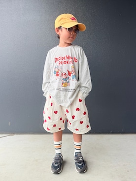 「BREEZE（ブリーズ）のアイテム（Tシャツ/カットソー）」を使った、muguさん（キッズ・110cm）の秋コーディネート