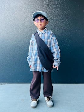 「アイテム（スウェットパンツ）」を使った、muguさん（キッズ・110cm）の秋コーディネート