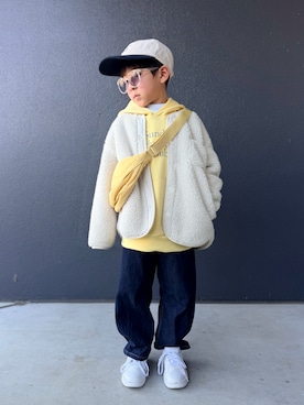 「アイテム（ブルゾン）」を使った、muguさん（キッズ・110cm）の冬コーディネート