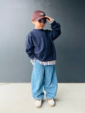 「アイテム（ニット/セーター）」を使った、muguさん（キッズ・110cm）の秋コーディネート