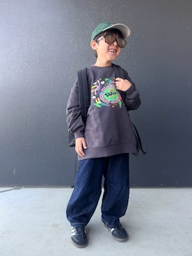 「LEPSIM（レプシィム）の【つくばエクスプレス×LEPSIM】【KIDS】スウェットプルオーバー　603802（スウェット、グレー系）」を使った、muguさん（キッズ・110cm）の春コーディネート