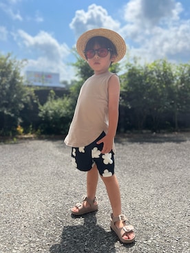 「アイテム（タンクトップ）」を使った、muguさん（キッズ・90cm）の夏コーディネート