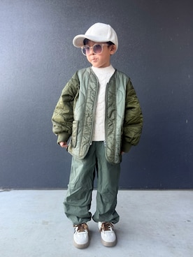 「アイテム（ブルゾン）」を使った、muguさん（キッズ・110cm）の秋コーディネート