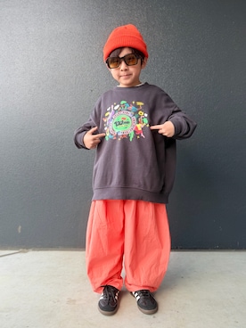 「LEPSIM（レプシィム）の【つくばエクスプレス×LEPSIM】【KIDS】スウェットプルオーバー　603802（スウェット、グレー系）」を使った、muguさん（キッズ・110cm）の春コーディネート