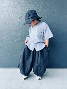 「ペアマノンストリート」｜「アイテム（帽子）」を使った、muguさん（キッズ・90cm）の夏コーディネート