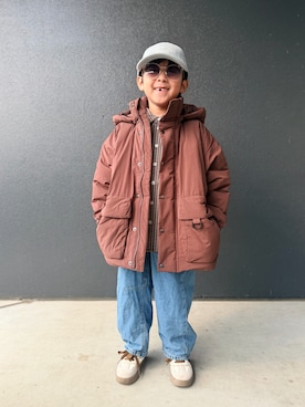 「アイテム（トップス）」を使った、muguさん（キッズ・110cm）の秋コーディネート