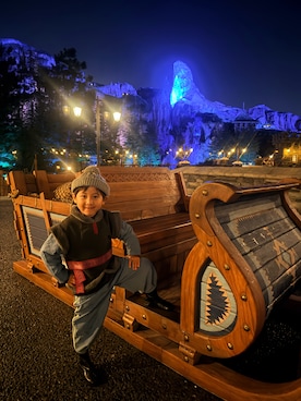 「アイテム（帽子）」を使った、muguさん（キッズ・110cm）の秋コーディネート