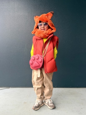 「アイテム（Tシャツ/カットソー）」を使った、muguさん（キッズ・110cm）の冬コーディネート