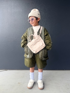 「アイテム（トップス）」を使った、muguさん（キッズ・110cm）の秋コーディネート