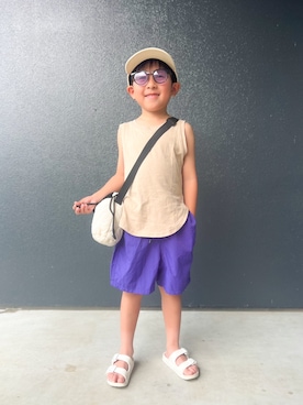 「アイテム（帽子）」を使った、muguさん（キッズ・110cm）の夏コーディネート