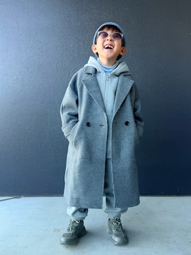 「ワントーンコーデ」｜「アイテム（ジャケット/アウター）」を使った、muguさん（キッズ・110cm）の冬コーディネート