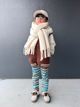 「アイテム（レッグウェア）」を使った、muguさん（キッズ・110cm）の秋コーディネート