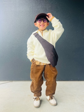 「アイテム（ニット/セーター）」を使った、muguさん（キッズ・110cm）の秋コーディネート