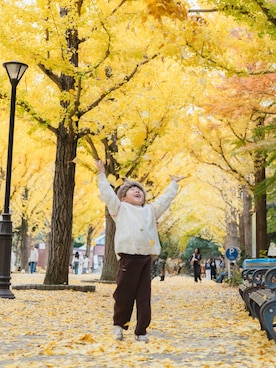 「アイテム（ニットキャップ/ビーニー）」を使った、muguさん（キッズ・110cm）の冬コーディネート