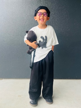 「アイテム（スウェットパンツ）」を使った、muguさん（キッズ・110cm）の秋コーディネート
