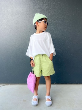 「GU（ジーユー）のアイテム」を使った、muguさん（キッズ・110cm）の夏コーディネート