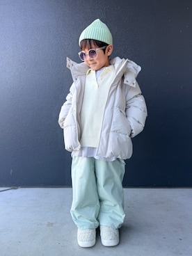 「H&M（エイチ・アンド・エム）のアイテム（帽子）」を使った、muguさん（キッズ・110cm）の冬コーディネート